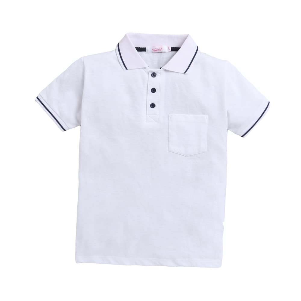 Hopscotch Boys Pink Solid Polo T-Shirt