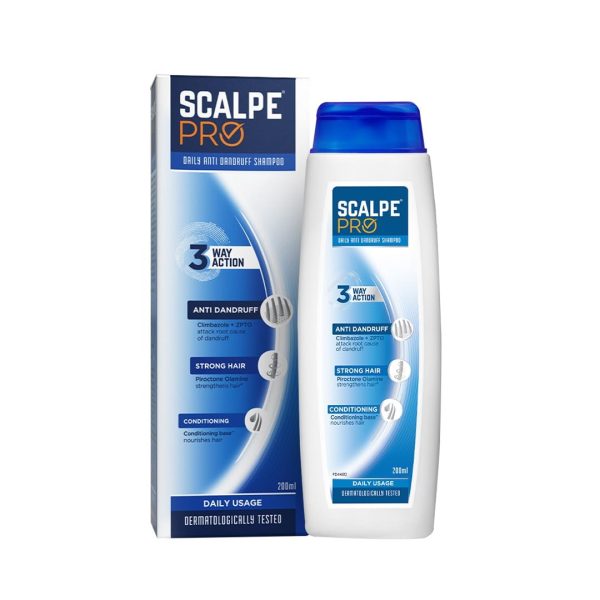Scalpe Pro Daily Anti-Dandruff Shampoo | Removes Dandruff from Source | Helps with Itching, Irritation & Redness accompanying Dandruff | Scalpe Science | Climbazole & ZPTO Formulation | Strong & Smooth Hair | Daily Use | Dermatologically Tested Solution | For Women & Men | 200ml