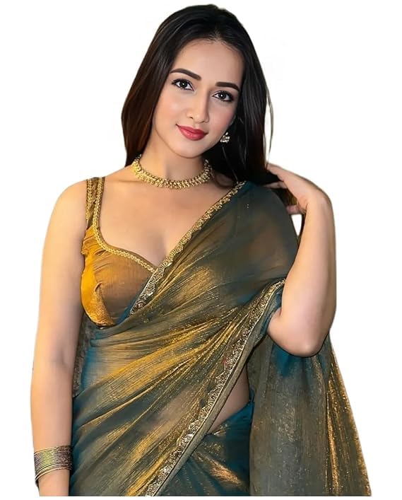 ANTUSH NATURAL Chhaava Women's Soft Zimmy Choo Fandy Silk Saree with Handwork Lace Border &Unstitched Blouse|Designer Saree for Wedding,Festival,Reception&Special Occasions