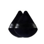 Gleva 2 Pcs Powder Puff Soft Face Makeup Sponge, Loose powder Foundation Blending Sponges Set, Beauty Blender, Contouring, Wedge Triangle Shape Wet & Dry Tool Washable Reusable(Black)