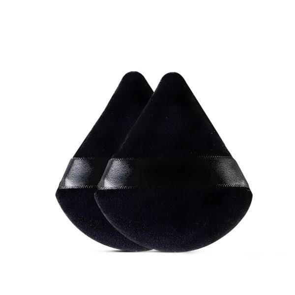 Gleva 2 Pcs Powder Puff Soft Face Makeup Sponge, Loose powder Foundation Blending Sponges Set, Beauty Blender, Contouring, Wedge Triangle Shape Wet & Dry Tool Washable Reusable(Black)