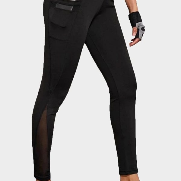 BLINKIN Gym wear Mesh Leggings Workout Pants with Side Pockets/Stretchable Tights/Highwaist Sports Fitness Yoga Track Pants for Women & Girls_2012