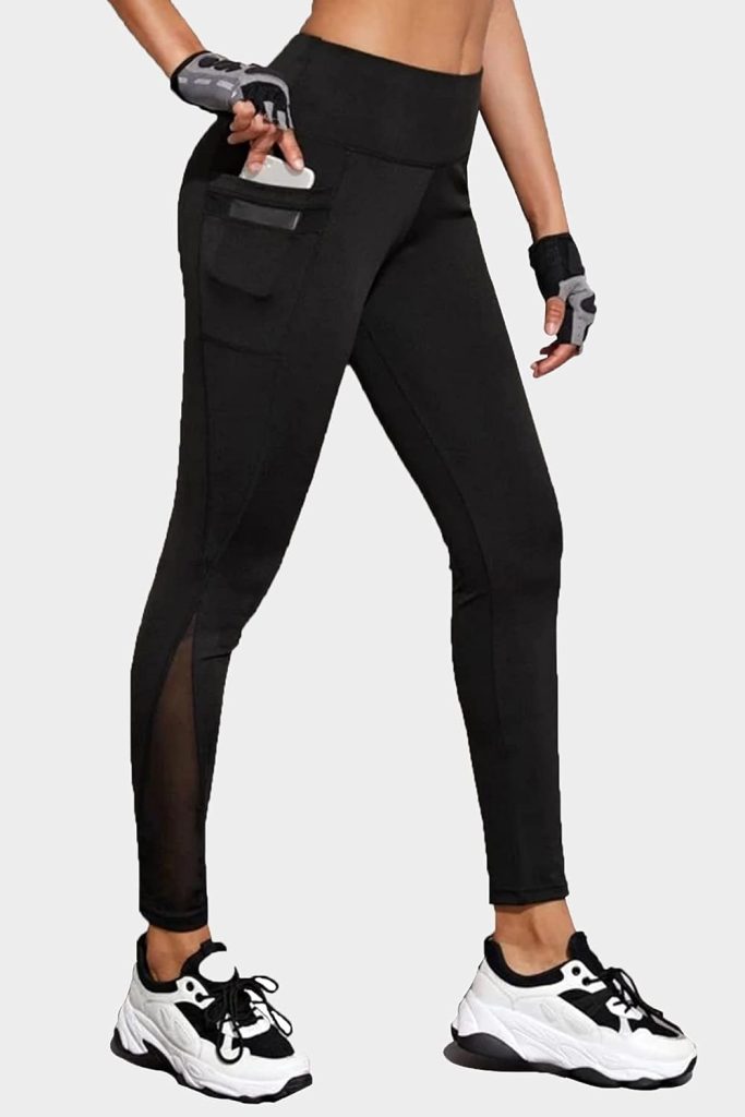 BLINKIN Gym wear Mesh Leggings Workout Pants with Side Pockets/Stretchable Tights/Highwaist Sports Fitness Yoga Track Pants for Women & Girls_2012