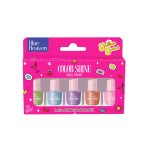Blue Heaven Color Shine Nail Polish pack of 5, Glossy gel Finish Nail paint with Stunning colors for every Occasion - Summer Sorbet, 25ml