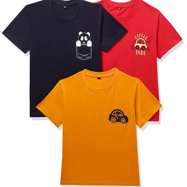 T2F Boy's Solid Regular Fit T-Shirt