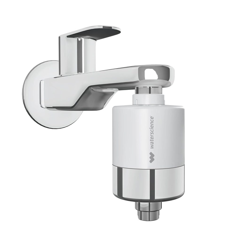WaterScience CLEO Hard Water Softener for Tap and Shower | Shower Filter for Bathroom | Hard Water Filter for Tap | for Borewell/Tanker Water - CLEO-SFU-423