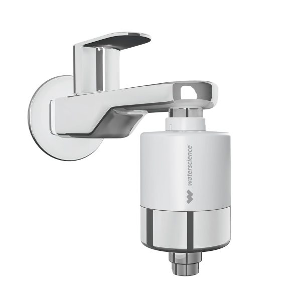 WaterScience CLEO Hard Water Softener for Tap and Shower | Shower Filter for Bathroom | Hard Water Filter for Tap | for Borewell/Tanker Water - CLEO-SFU-423