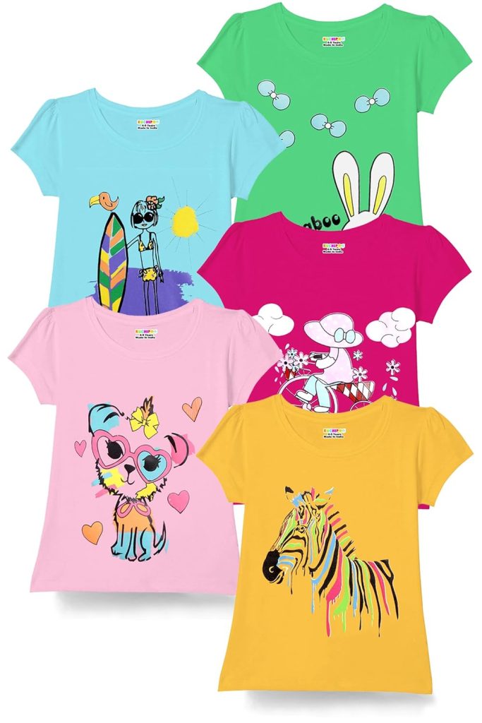 Kuchipoo Girls Regular Fit Cotton T-Shirt