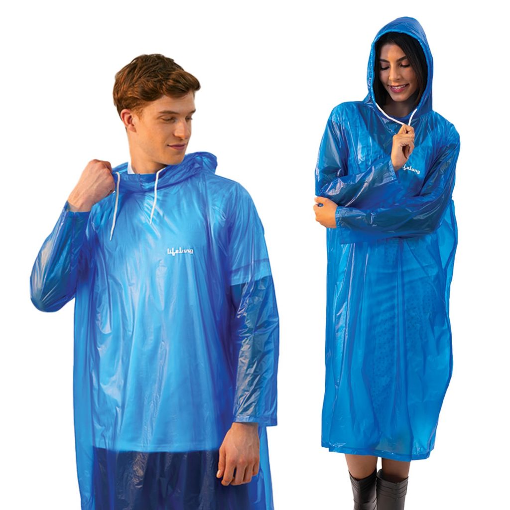 Lifelong Waterproof Unisex Raincoat | Hooded Full Sleeves Outdoor Poncho for Men, Women, Boys & Girls | Durable PVC Rainwear for Camping, Hiking, Travelling | Adjustable Drawstring | Sky Blue (1 Pc)