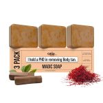Ghar Soaps Sandalwood & Saffron Magic Soaps For Bath (300 Gms Pack Of 3) | Paraben Free | Chandan & Kesar Bath Soap | Handmade Soaps For Glowing | Skin Brightening Soap For Men & Women