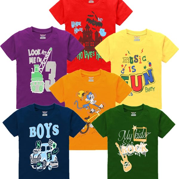 kiddeo Kids Boys T-Shirts (Pack of 6)