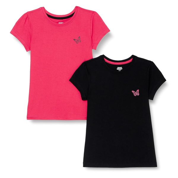 Amazon Brand - Jam & Honey Girl's Regular Fit T-Shirt (Pack of 2)