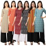 7Threads Women's Crepe Printed Kurta|| Kurta for Women|| Kurta|| Women's Kurta||Pack of-6