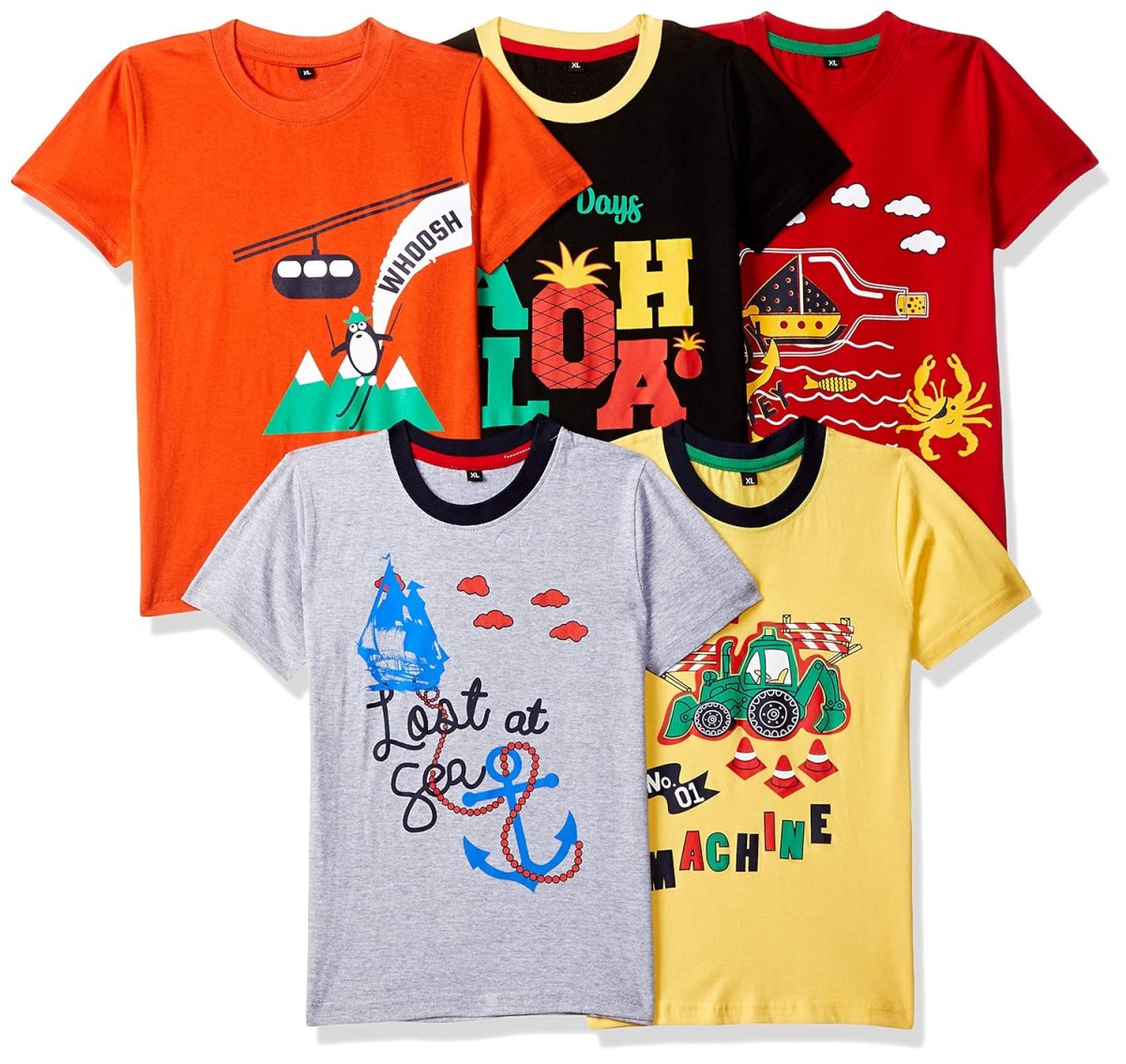 T2F Boy's Solid Regular Fit T-Shirt