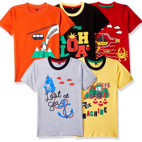 T2F Boy's Solid Regular Fit T-Shirt