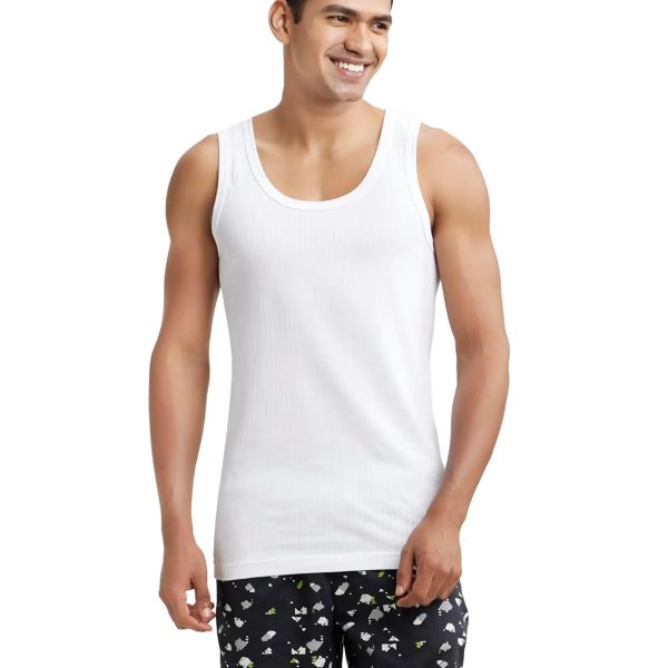 Jockey 8816 Men's Super Combed Cotton Round Neck Slim Fit Sleeveless Vest with Extended Length for Easy Tuck