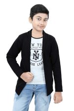 SDS Fashion Boys' T-Shirt (TSBLACKSHRUGBOYS_Black_7-8 Years)