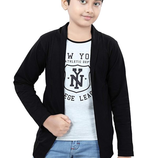 SDS Fashion Boys' T-Shirt (TSBLACKSHRUGBOYS_Black_7-8 Years)