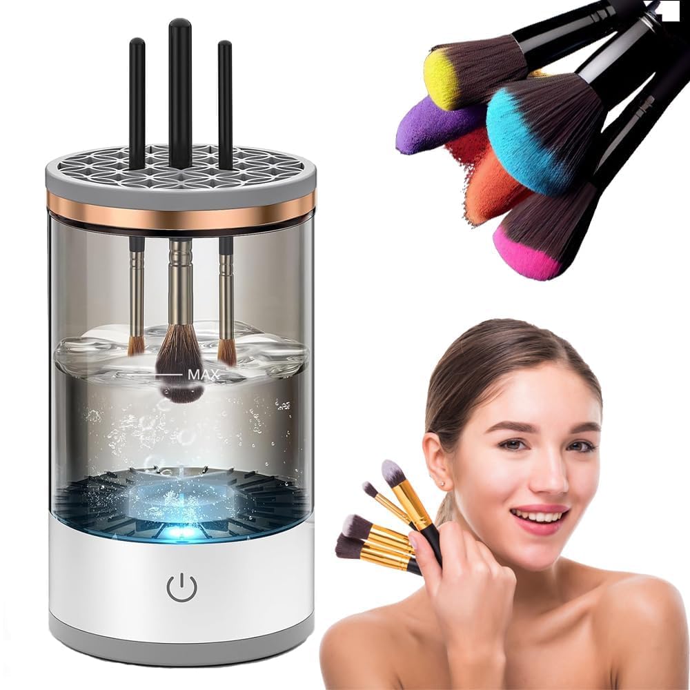 XENGVA Makeup Brush Cleaner, Electric Makeup Brush Cleaning Machine, USB Automatic Spinning Makeup Brush Cleaner for All Size Makeup Brush, Great Gift for Women Girls