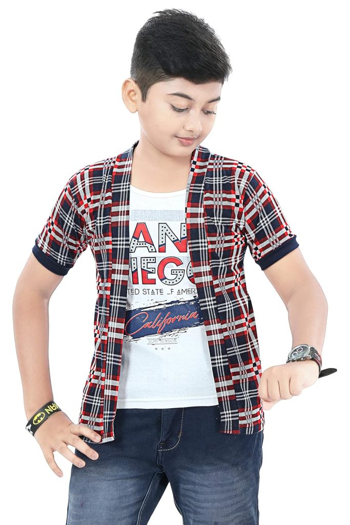 SDS Fashion Boy's T-shirt with Jacket (TSHSSANDIEGO_Multicoloured_11-12 Years)