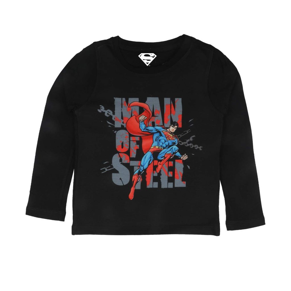 Superman by Wear Your Mind Boy's Plain Regular fit Long Sleeve Top (WB.SM.BTF012.2_Navy Blue 7-8Y)