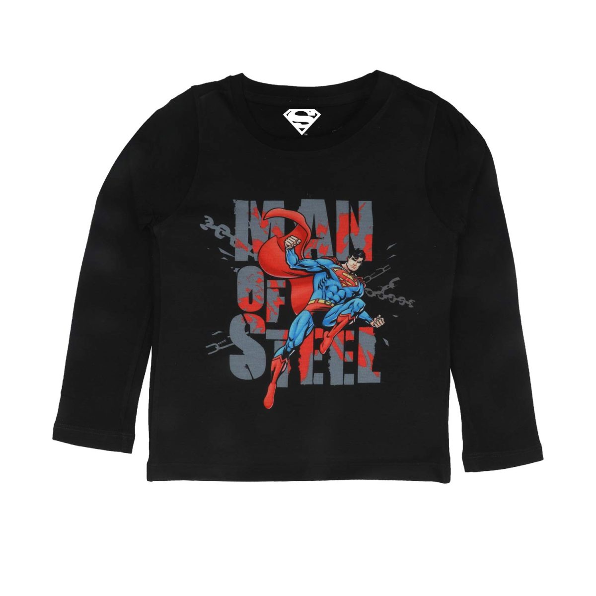 Superman by Wear Your Mind Boy's Plain Regular fit Long Sleeve Top (WB.SM.BTF012.2_Navy Blue 7-8Y)