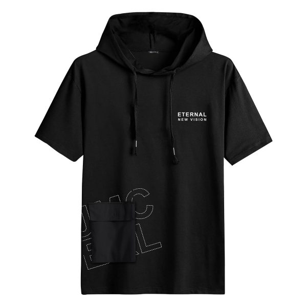 Jump Cuts||Mens Printed Tshirt||Hooded Neck||Halfsleeve Hoodie for Men||Single Front Pocket Tshirt