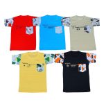 1LY GARMENTS, Boys Round Neck T-Shirt with Pocket in Short Sleeve, Pack of 5 Pieces