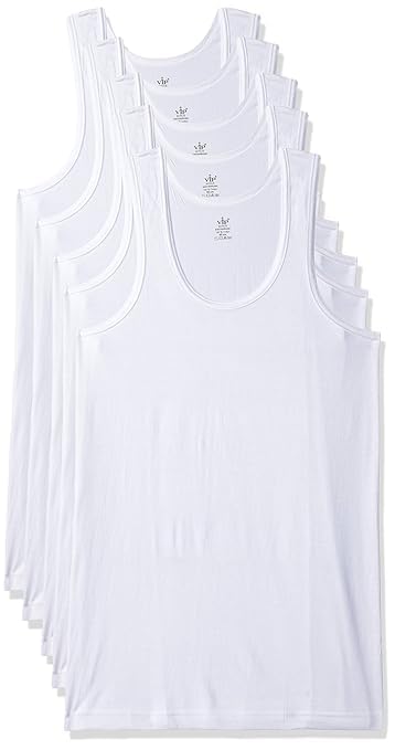 VIP Men's Plain Regular Fit Vest-Pack of 5 (Supreme Rn Po5_White_85 Cm)