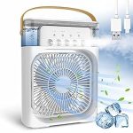 Drumstone Experience ultimate cooling versatility with the White Portable Air Conditioner Fan. Perfect for shops, offices, and kitchens, this USB-powered mini AC seamlessly integrates_Multicolor