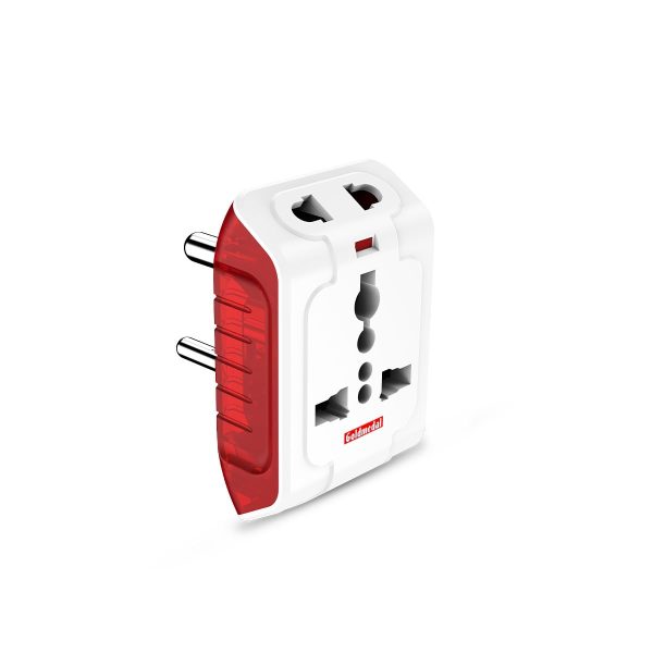 Goldmedal Spice 3-Pin 240V Universal Travel Adaptor with LED Indicator (White) - Pack of 1, Compatible with Worldwide Plugs