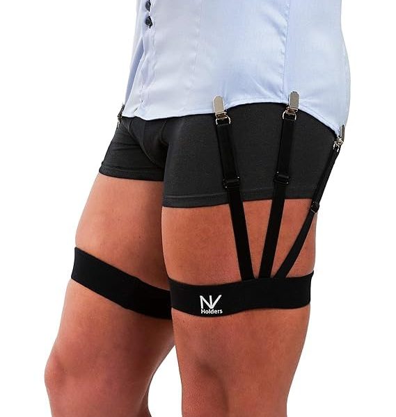 NV Holders Improved 2.0, with improved clasps; premium shirt stays, shirt holders, shirt garters, shirt tuckers for men