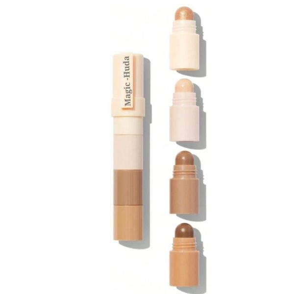 HUDA ZONE 4-in-1 Makeup Contour Concealer Stick: Combines Highlight Shimmer Highlight Matte,and Bronzer in one compact stick.