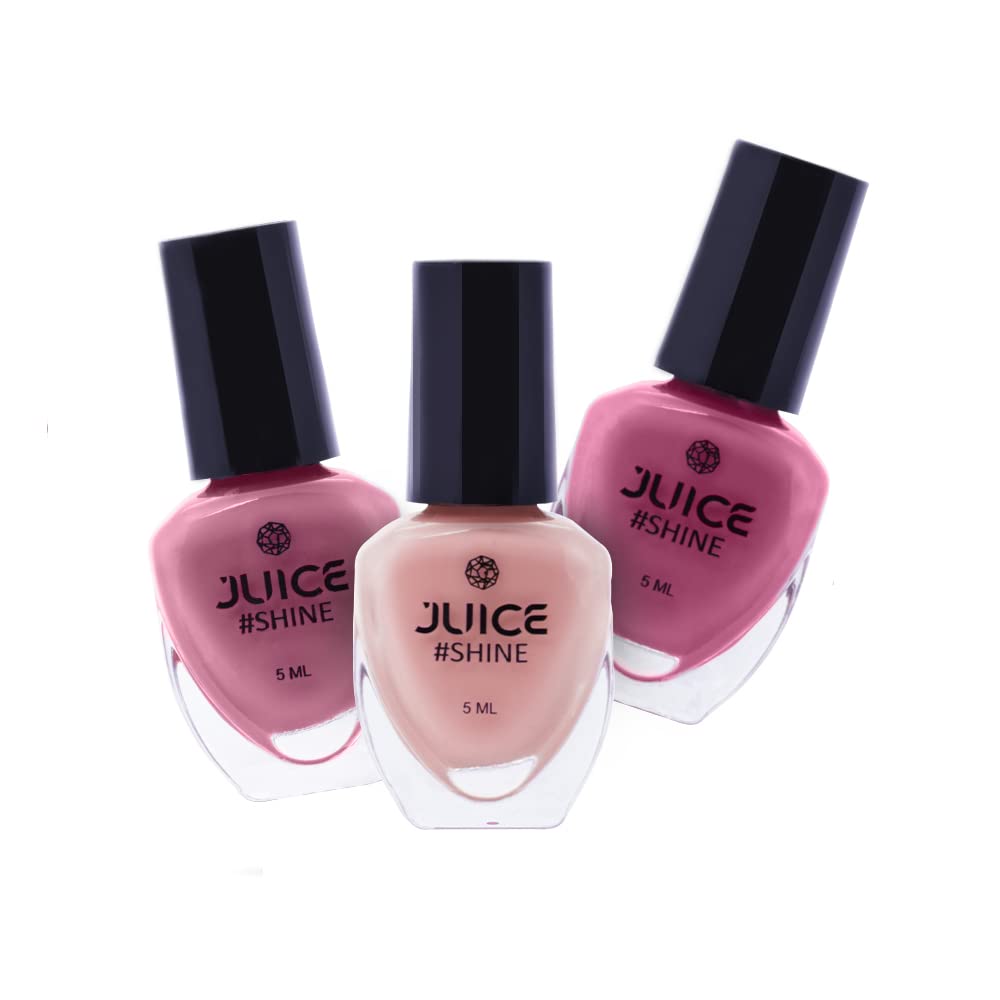 JUICE #SHINE Royal Nudes | High Gloss, Chip Resistant, Gel Effect, Upto 80% more pigmented for Intense colour | Nail Polish Combo 3 in 1 | Long Lasting Nail Paint