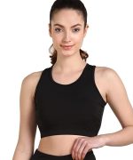 RZLECORT Premium Seamless Non-Padded Slip On Sports Bra Low Impact Workout Black Bras Activewear Sports Bra