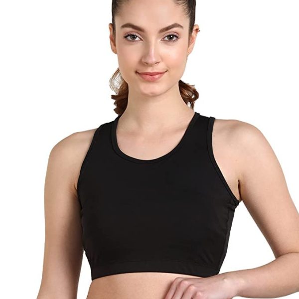 RZLECORT Premium Seamless Non-Padded Slip On Sports Bra Low Impact Workout Black Bras Activewear Sports Bra