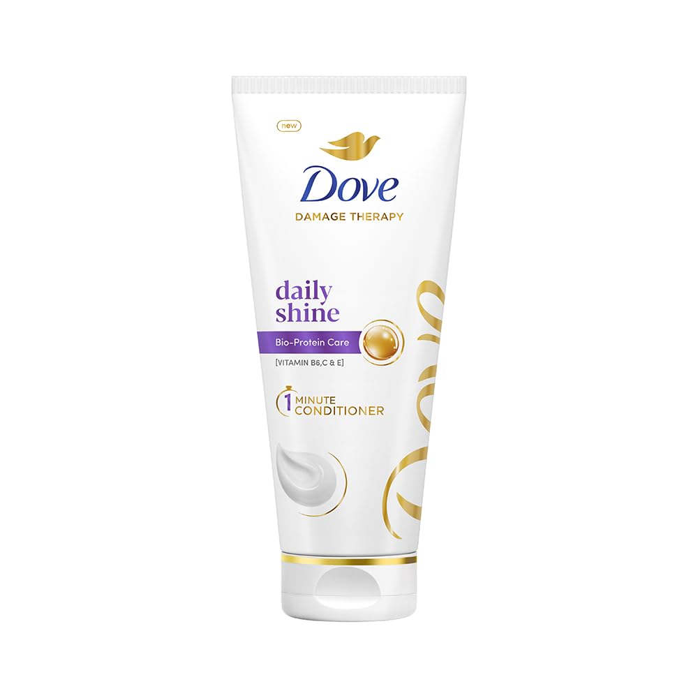 Dove Daily Shine 1-min Conditioner with Bio-Protein Care and Vitamin B6,C & E for dull hair, for upto 72 hours^ of effortlessly detangled and visibly radiant hair, 335 ml