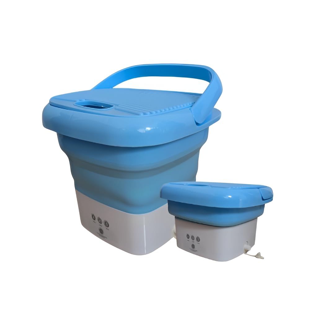 Washing Machine Portable Mini Foldable Washer and Spin Dryer Small Foldable Bucket Washer for Camping RV Travel Small Spaces Lightweight and Easy to Carry (1.5 KG)