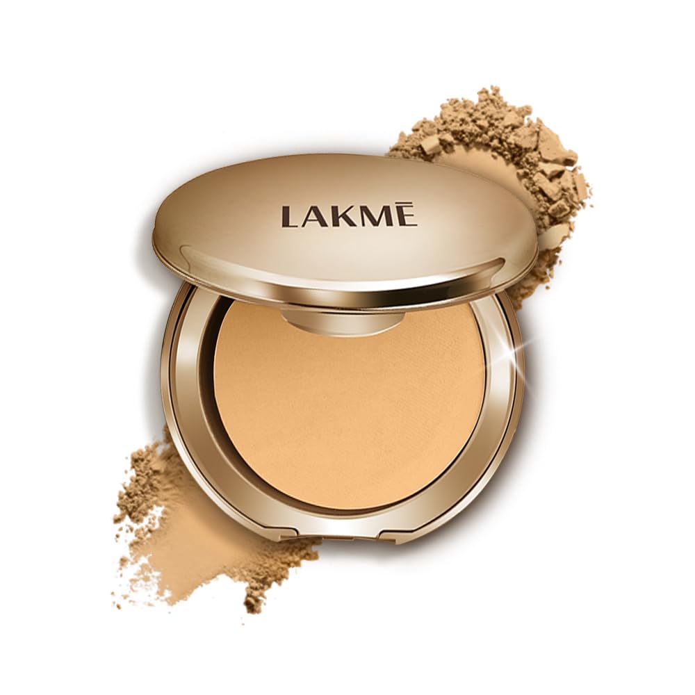 LAKMÉ 9 To 5 Primer With Matte Powder Medium Coverage All Skin Foundation Compact, Silky Golden, 9G