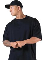 Veirdo® Oversized Baggy Fit Drop Shoulder Half Sleeves Round Neck Solid Pure 100% Cotton T-Shirt for Men (Available in White, Black, Mustard, Maroon, Green, Lilac, Navy, Red Color)