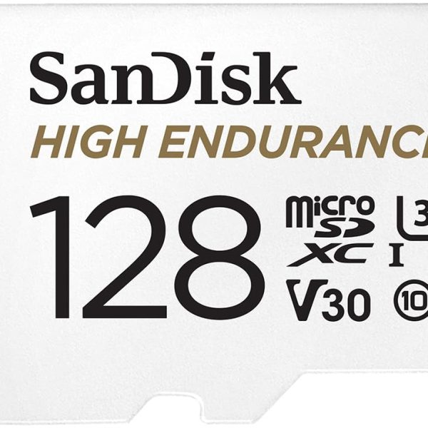 SanDisk 128GB High Endurance Video MicroSDXC Card with Adapter for Dash Cam and Home Monitoring Surveillance Systems - C10, U3, V30, 4K UHD, Micro SD Card - SDSQQNR-128G-GN6IA