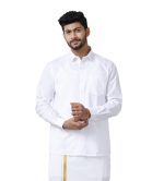 RAMRAJ Mens Cotton Spread Collar Solid White Full Sleeve Formal Shirt