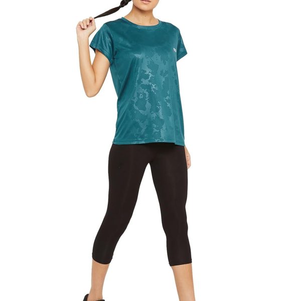 Clovia Women's Polyester Regular Fit Activewear Short Sleeve Sports T-Shirt