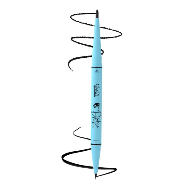 Glam21 Double Drama Kajal + Eyeliner Duo | Dramatic black pigment | Smudge proof| Waterproof| Matte finish| Long lasting upto 48 Hours| Creamy Formula| Intense color| Black