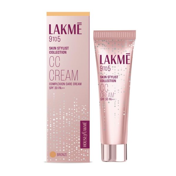Lakme 9 to 5 CC Cream, 03 - Bronze, Light Face Makeup with Natural Coverage, SPF 30 - Tinted Moisturizer to Brighten Skin, Conceal Dark Spots, 30 g