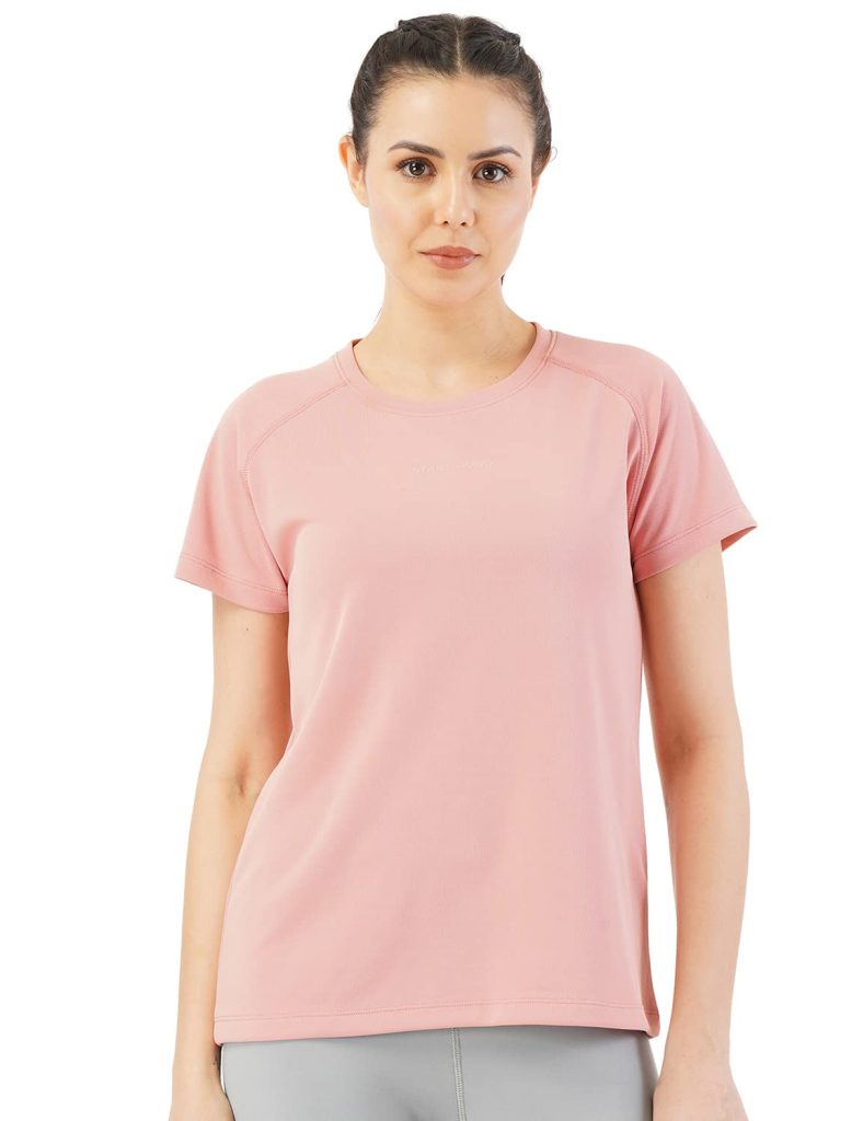 PUMP'D Athleisure Women's Round Neck T-Shirt for Gym - UV Protect | Ultra Soft Seams | Quick Dry | Active Wear T Shirts for Woman Polyester t Shirts for Women for Gym & Sports Wear Anti Odor