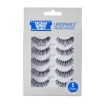 Uroparis 53 Eyelashes for Women — Pack of 5 Tapered Handmade Eye Lashes | Lightweight False Lashes with Premium Virgin Hair | Invisible Band | For Glam Look & Enhance Beauty (Black) - 5 Pair