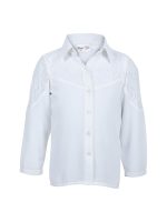 BAND BOX Polyester White Shirt For Girls, Full Sleeve With Shoulder Net Embroidered For Pretty Girls, Collered Neck Relaxed Fit And Botton Closer (White, 2-3 Years)