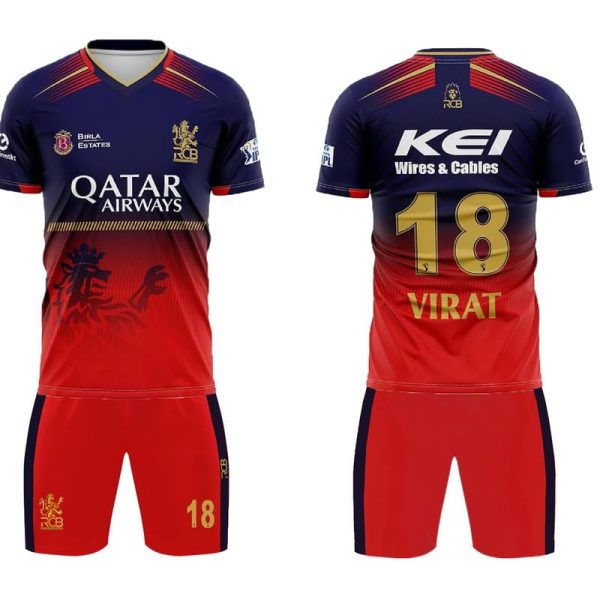 Sports Cricket RCB Team Official New Jersey Virat 18 2024/25 with Logo Blue Shorts for (Kids,Boys,Men)