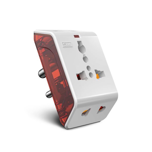 GM 6AMP 3-Pin Multi Plug Adaptor | Universal Travel Adaptor | Supports 2-Pin & 3-Pin Plugs | Multiple Charging Ports | Charge Smartphones, Laptops & Other Devices | Compact & Reliable | White